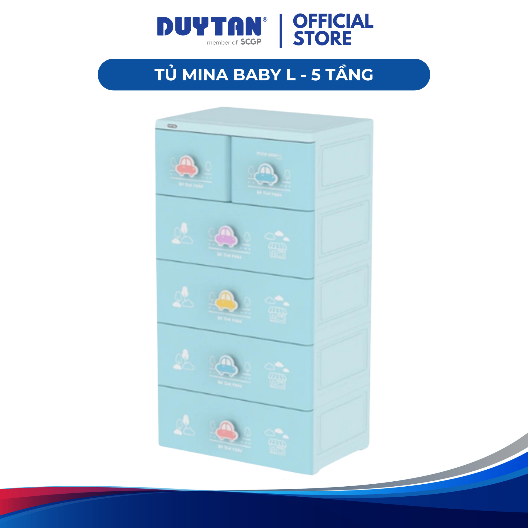 Tủ Mina Baby-L 5 ngăn, Tủ quần áo Nhựa Duy Tân kiểu dáng trẻ trung, thiết kế tiện lợi