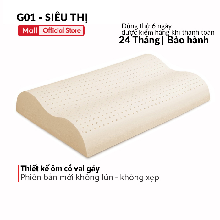 Gối cao su non chống ngáy ngăn ngừa đau cột sống, vai gáy sức đàn hồi cao bảo vệ giấc ngủ tặng kèm vỏ bọc