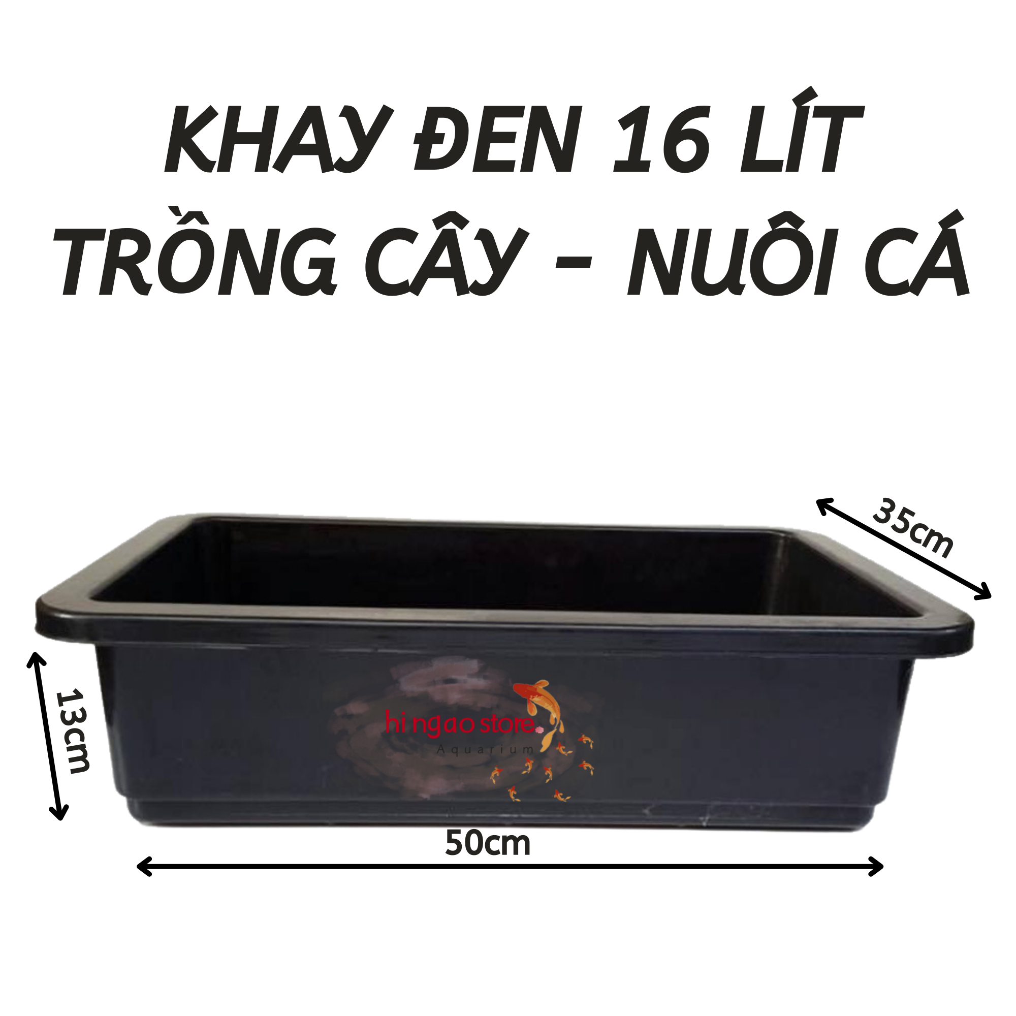 Khay nhựa đen nuôi cá - Khay nhựa nuôi cá, trồng cây 16 lít - Phụ kiện cá cảnh | Hingaostore.