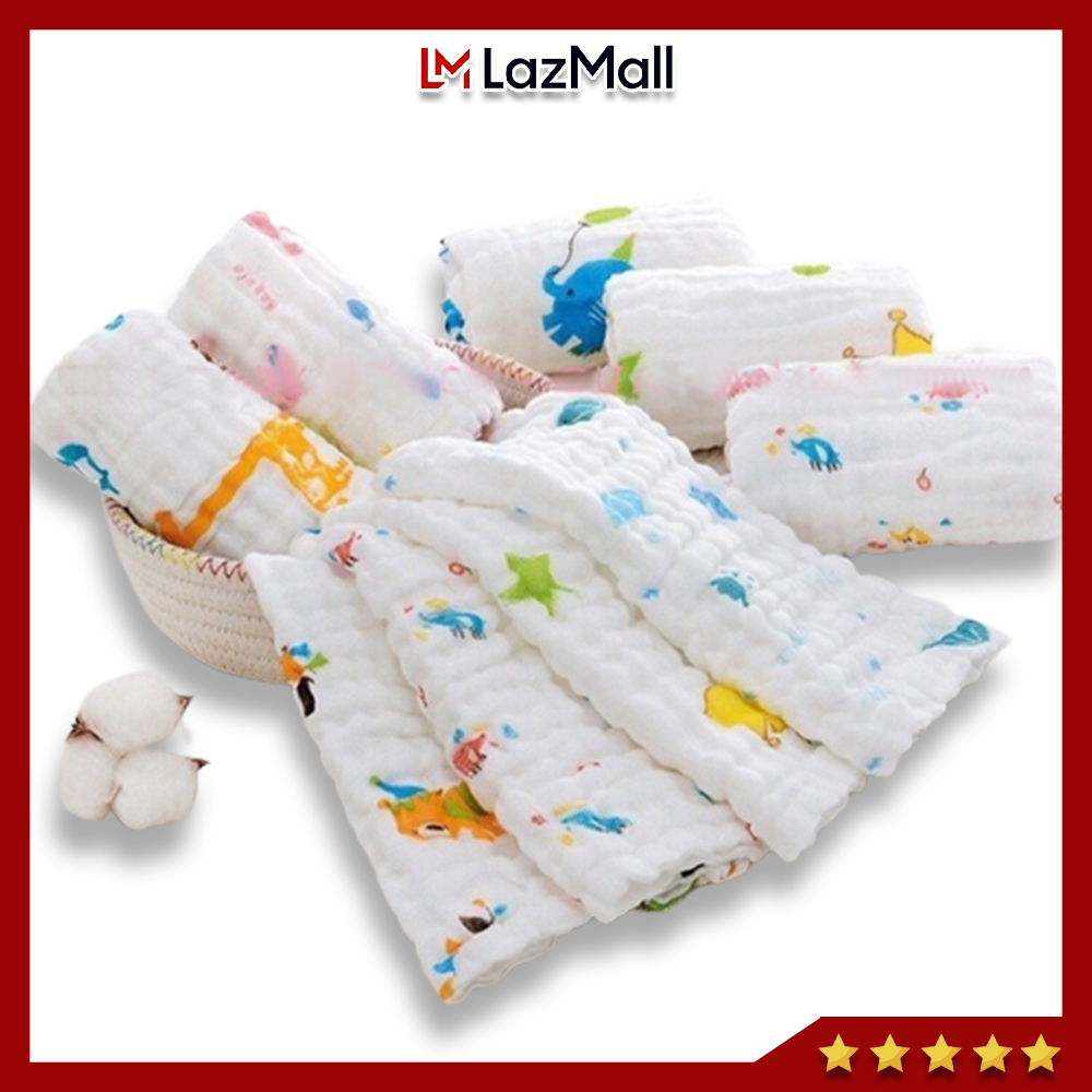 Sét 5 Khăn mặt, khăn sữa nhăn 6 lớp manny cao cấp