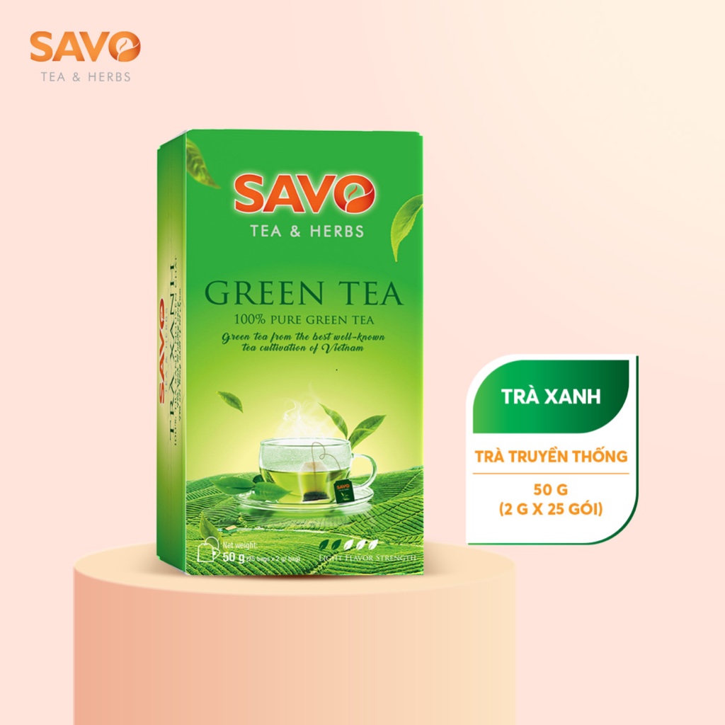 Trà xanh túi lọc savo - hộp 25 x 2g