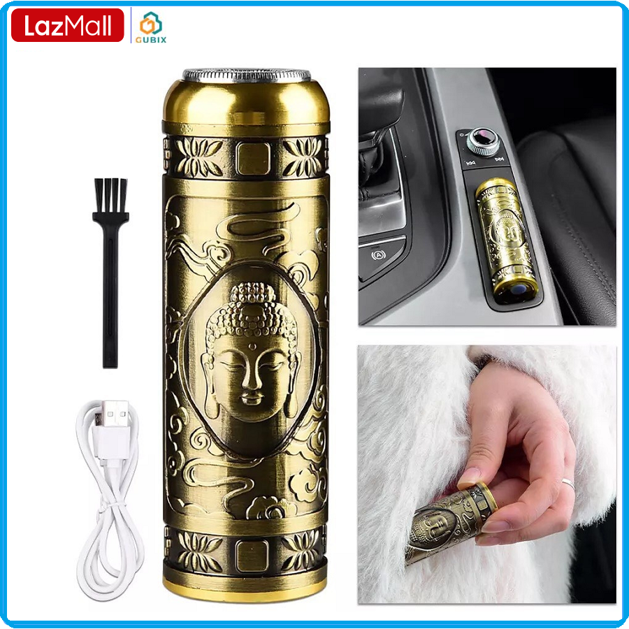 Máy cạo râu mini t8 hình phật vỏ đồng chính hãng sạc usb, nhỏ gọn bỏ túi, cạo sạch nhanh tiện lợi