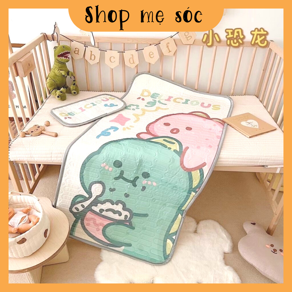 [Hoàn Tiền 6%] Chiếu Điều Hoà Cao Su Non Tặng Kèm Gối Cho Bé In Hình thú dễ thương mesocshop