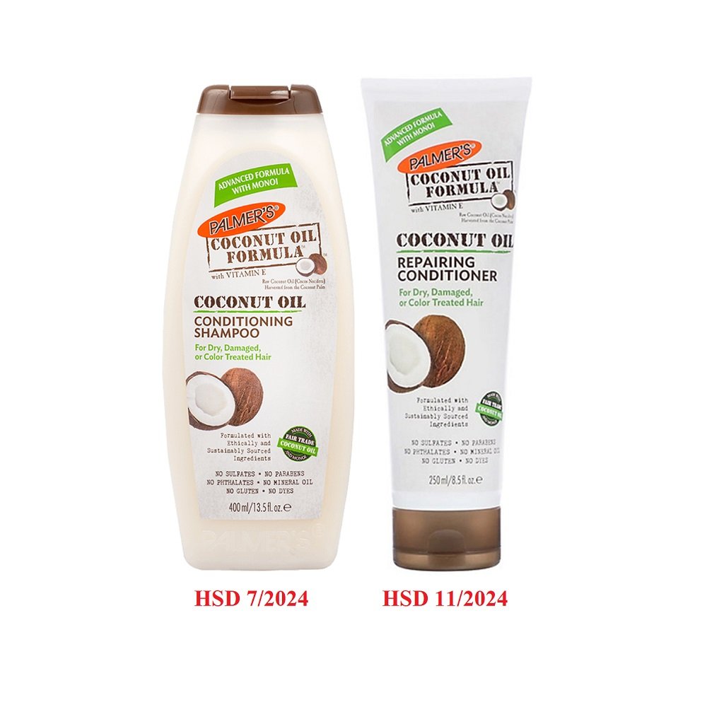 Bộ đôi dầu gội và dầu xã ngăn rụng, dưỡng tóc từ dừa Palmer's Coconut oil 650ml - Dành cho tóc hư tổn, Khô, giữ màu tóc