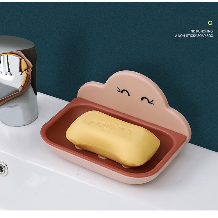 Kệ đựng xà bông hình đám mây ngộ nghĩnh, dán tường siêu dính, nhựa ABS dày dặn 2 lớp có lỗ thoát nước