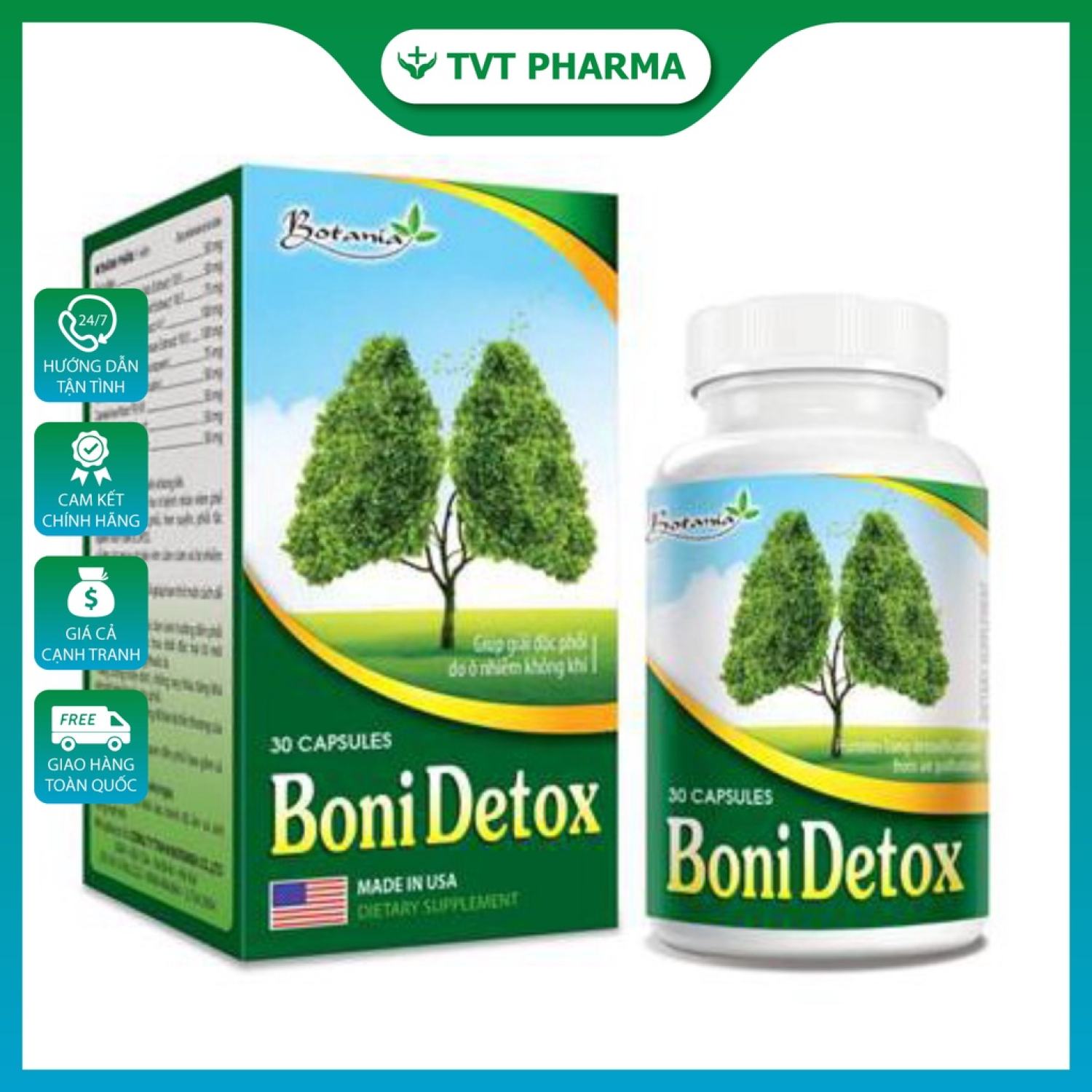 CHÍNH HÃNG  Viên Uống BoniDetox hỗ trợ giải độc phổi và giảm nguy cơ u