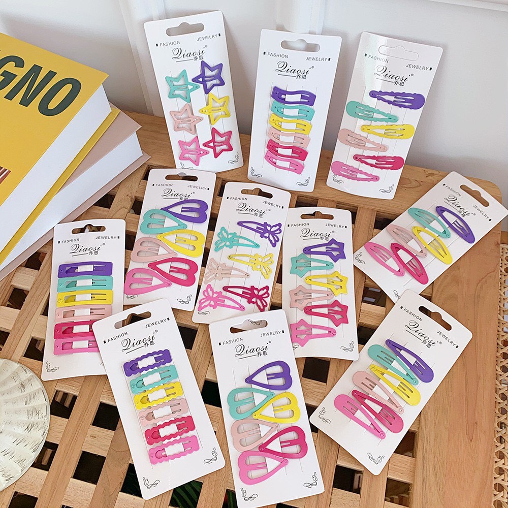 Set 6 kẹp tóc bấm trơn nhiều mẫu dễ thương chipchipgiadung kẹp tóc mái bé gái mẫu hàng quốc dễ thương thời trang kep toc bam tron kep toc mai be gai han quoc mau moi chipchipgiadung
