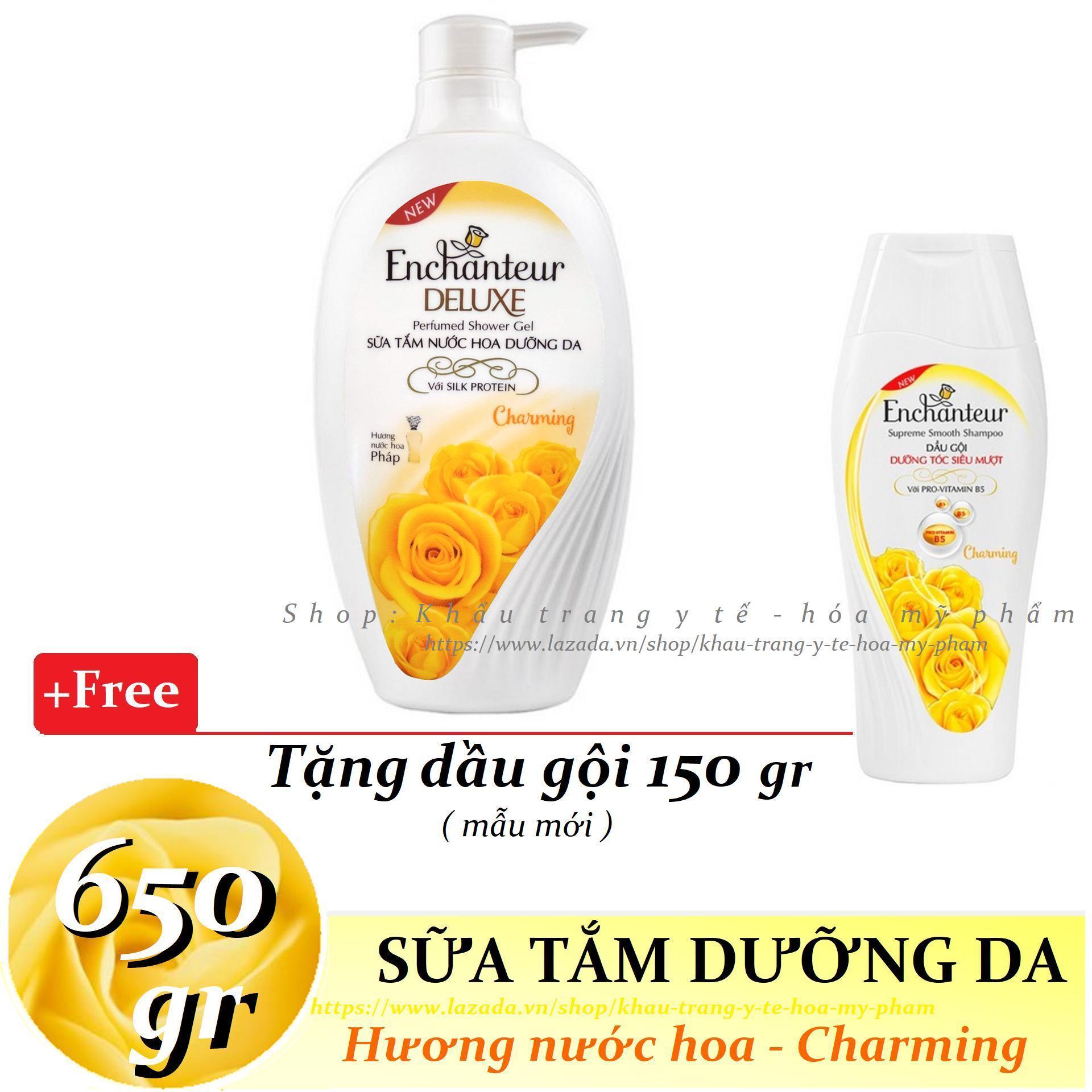 Enchanteur - Sữa tắm hương nước hoa dưỡng da Charming 650 gr + Tặng Dầu gội 150 gr