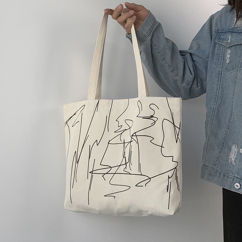 [Hàng Chất Lượng] Túi tote Vải canvas họa tiết  Vẽ Cực Hot có khóa miệng đựng vừa a4 tặng quà xinh-BALOHA