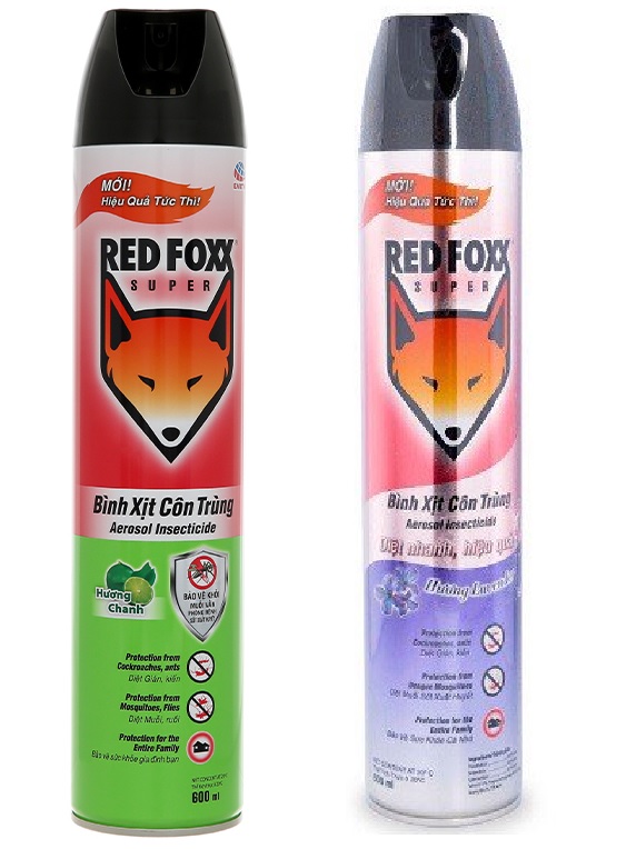 Combo 2 bình xịt muỗi red foxx power 1 hương lavender + 1 hương chanh 600ml