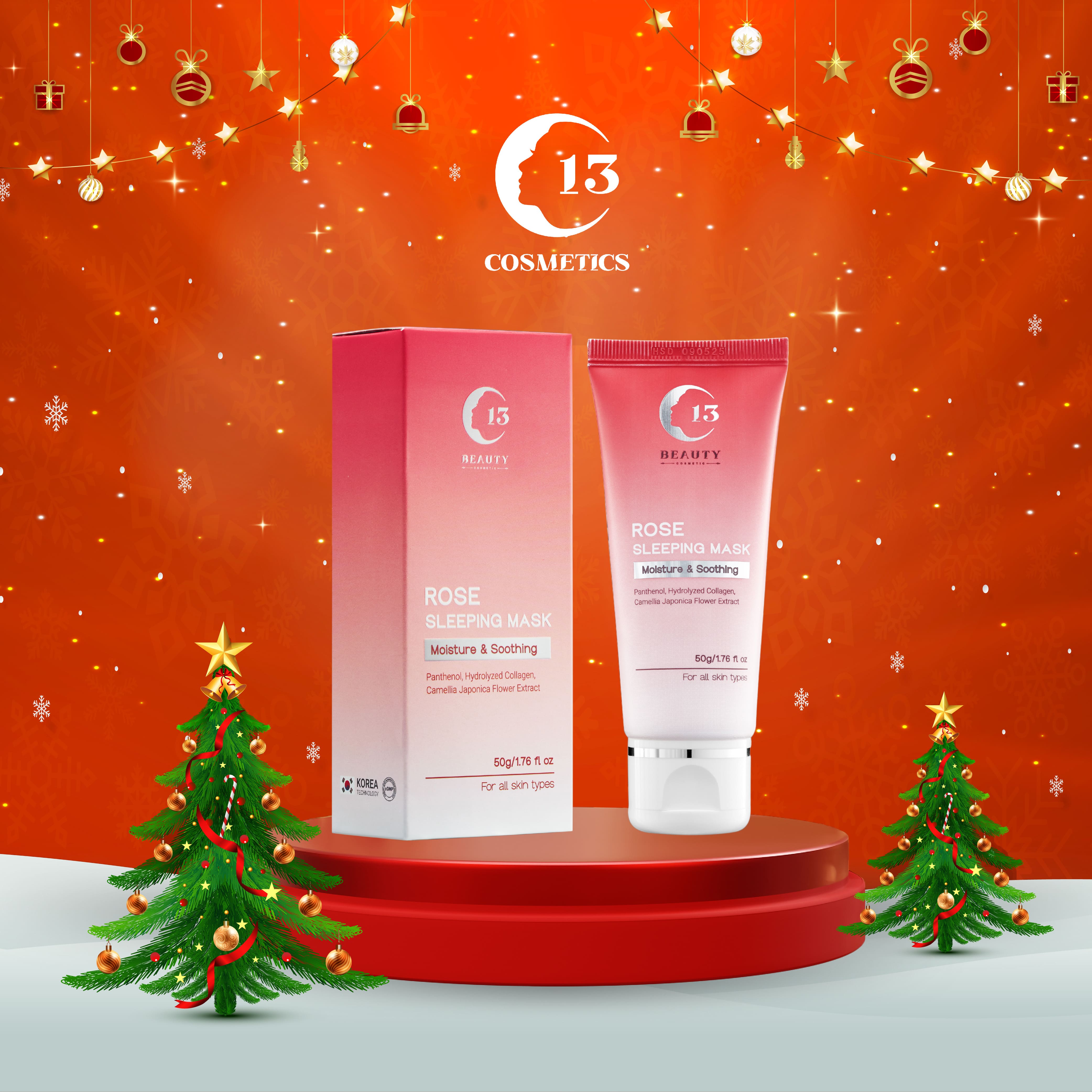 Mặt nạ ngủ hoa hồng c13 cosmetics thu trang cấp ẩm ngăn ngừa lão hóa, se khít lỗ chân lông rose sleeping mask 50g