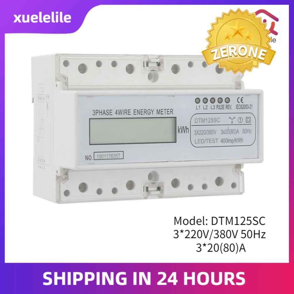 Công Tơ Điện 3 Pha 220/380V 20-80A, Thiết Bị Đo Số KWh Điện Tiêu Thụ Năng Lượng Với Màn Hình LCD