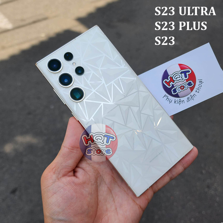 Miếng dán mặt lưng 3d vân kim cương cho s23 ultra / s23 plus / s23 trong suốt