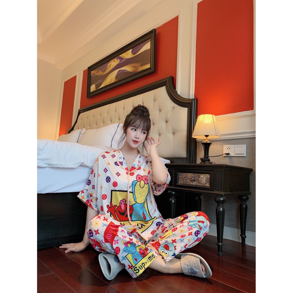 Sét bộ pyjama lụa latin 2d thiết kế
