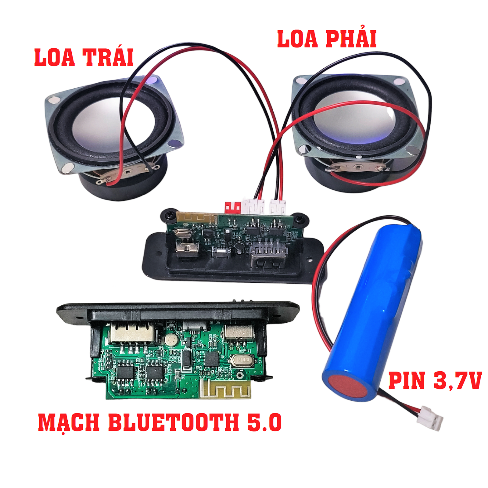 Combo Mạch loa bluetooth 5.0 + 2 Loa + Pin. Đủ đồ nghề cho ae chế loa Bluetooth, chất âm nghe hay Siêu đỉnh luôn - Điện tử hồng uyên