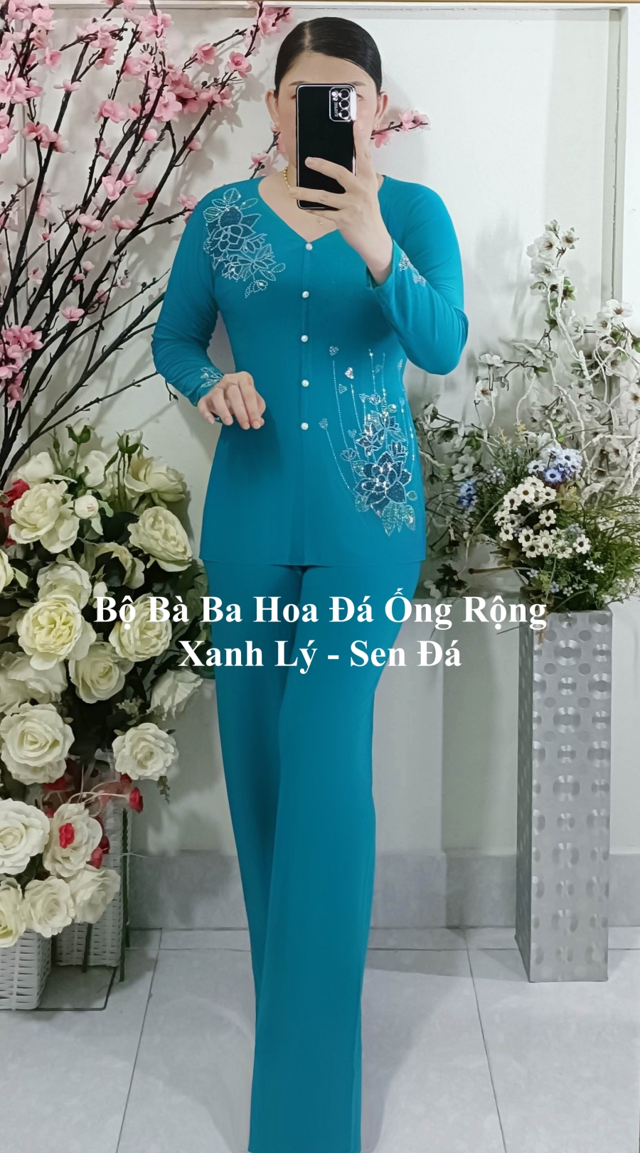 Bộ Bà Ba Hoa Đá Ống Rộng
