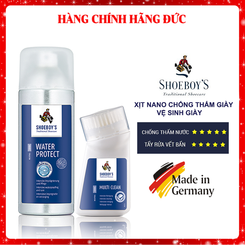 Xịt Nano Chống Thấm Giày + Kem Vệ Sinh Giày Shoeboy's Nhập Khẩu Từ Đức Chống Thấm Nước Giày Sneaker Làm Sạch Giày Thể Thao
