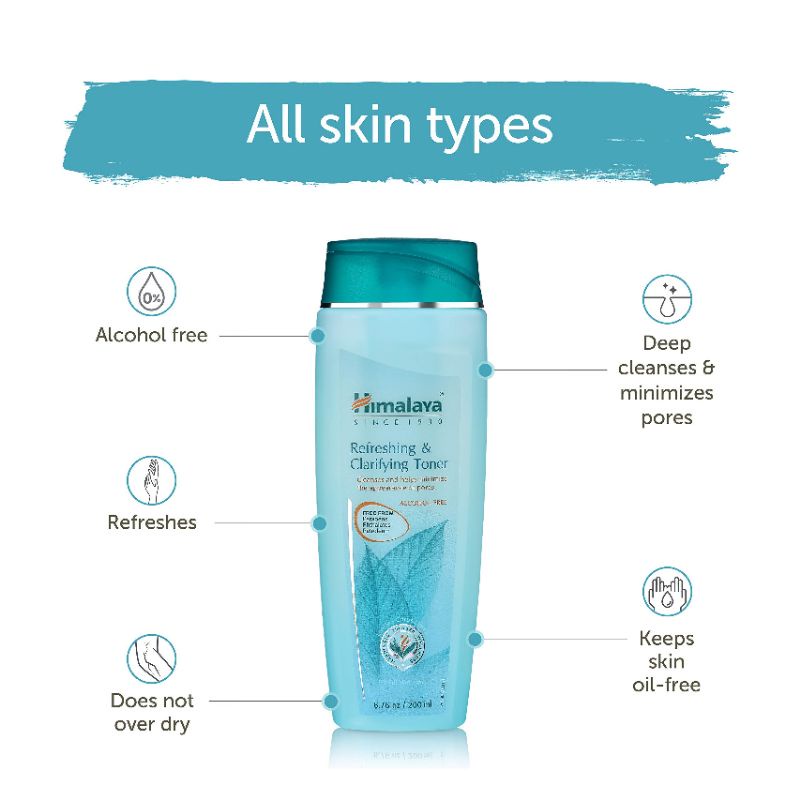 [HSD: 31/3/2025] Nước hoa hồng cân bằng pH và kiểm soát điều tiết dầu - Himalaya Refreshing & Clarifying Toner 100 ml