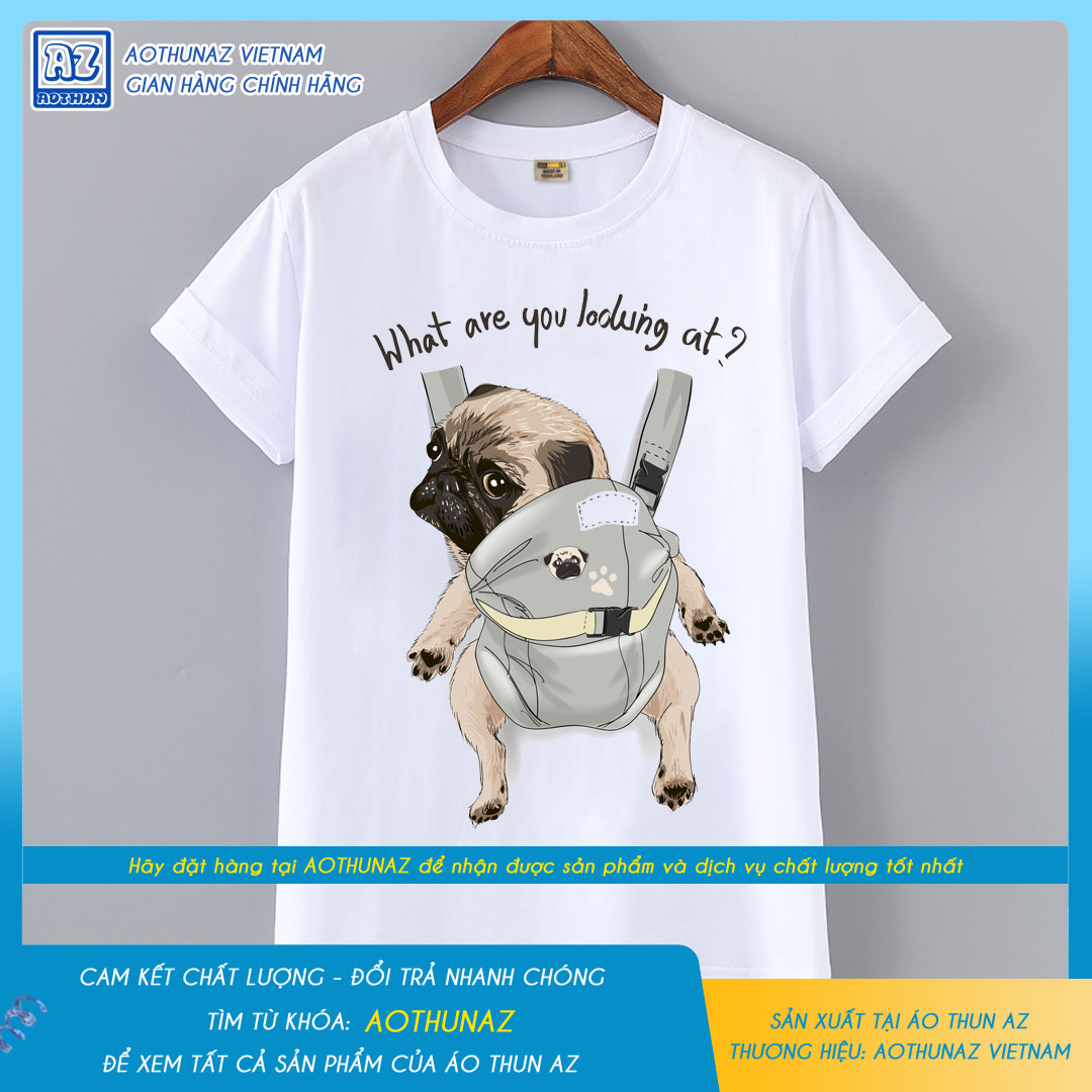 AOTHUNAZ - Áo thun nam nữ in hình chó Pug dễ thương M1698