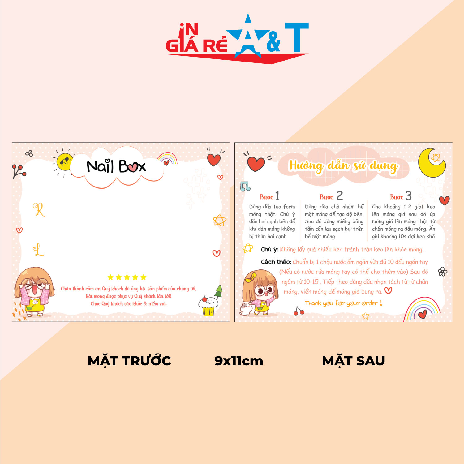 [HCM]50 bìa gắn nail giả, móng giả THẺ GẮN NAILBOX nhãn gắn móng size 9x11cm, bìa giấy dày
