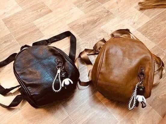 Balo nữ da mềm thời trang tặng kèm móc gấu