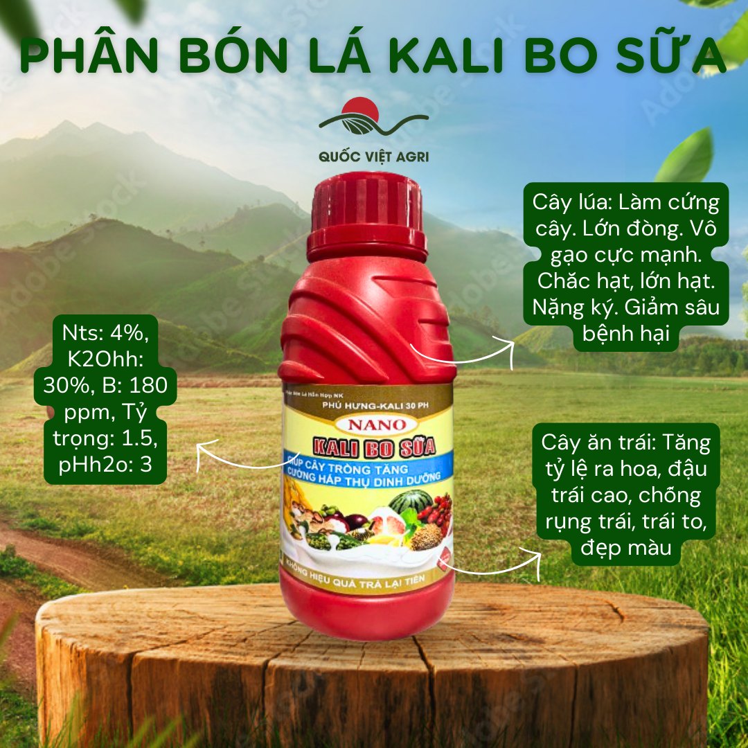 Phân bón lá hỗn hợp - kali bo sữa - 500ml