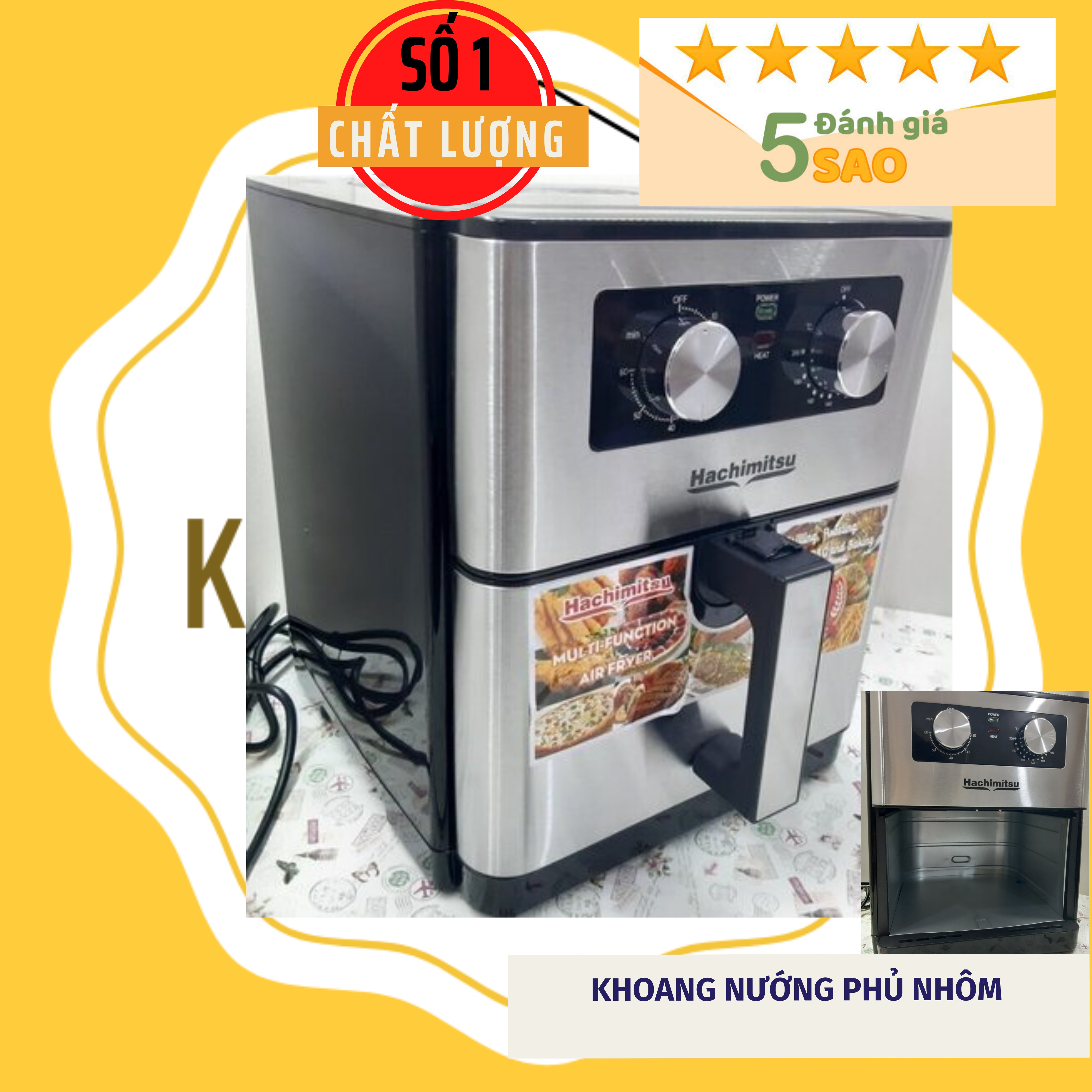 [ĐẸP+RẺ] Nồi chiên không dầu 8L, chất đến từng chi tiết Hachimitsu HC-688 - Hàng chính hãng