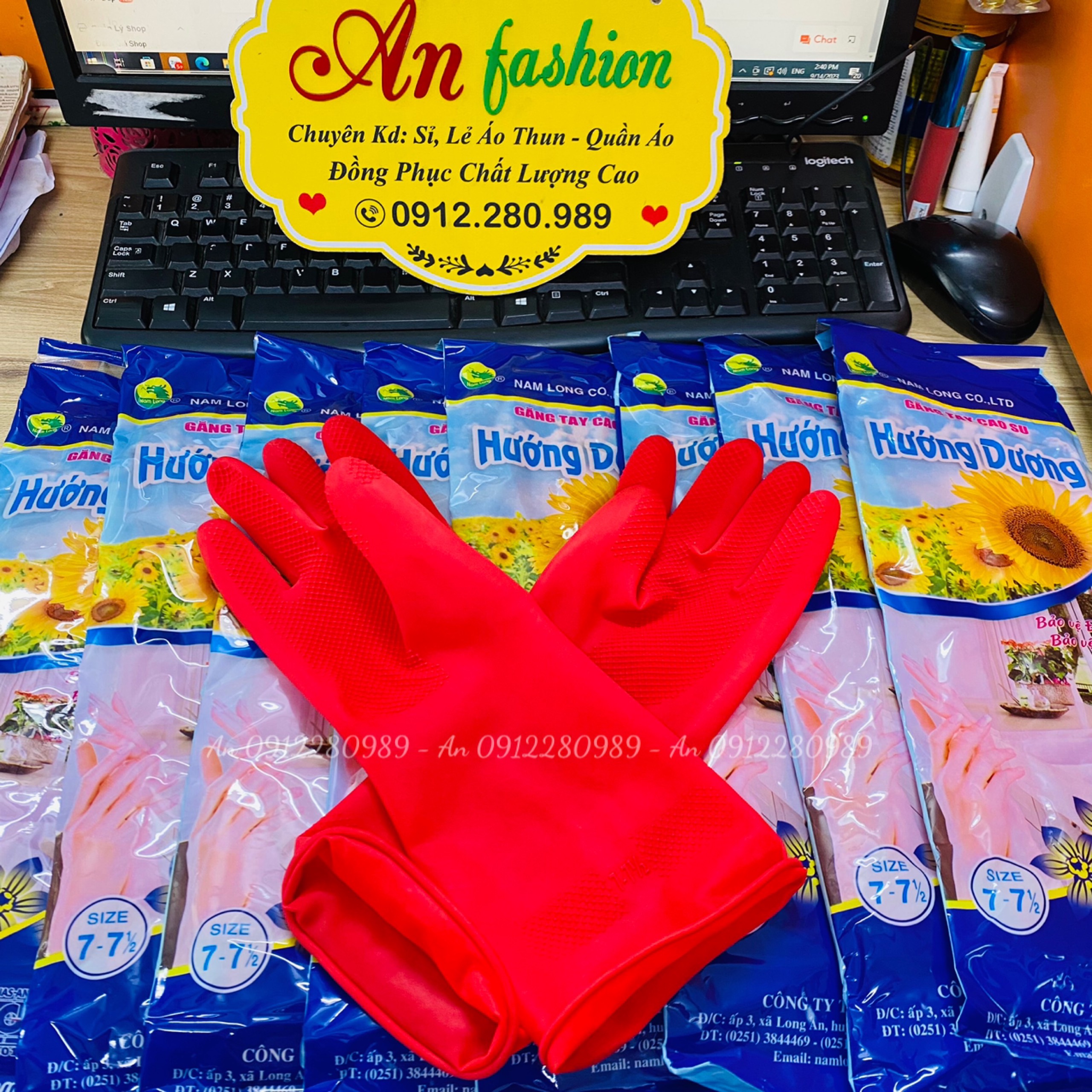 Giá sỉ set 10 Găng tay bao tay cao su rửa chén Hướng Dương dài 30cm chống nước _ Hình chụp thật