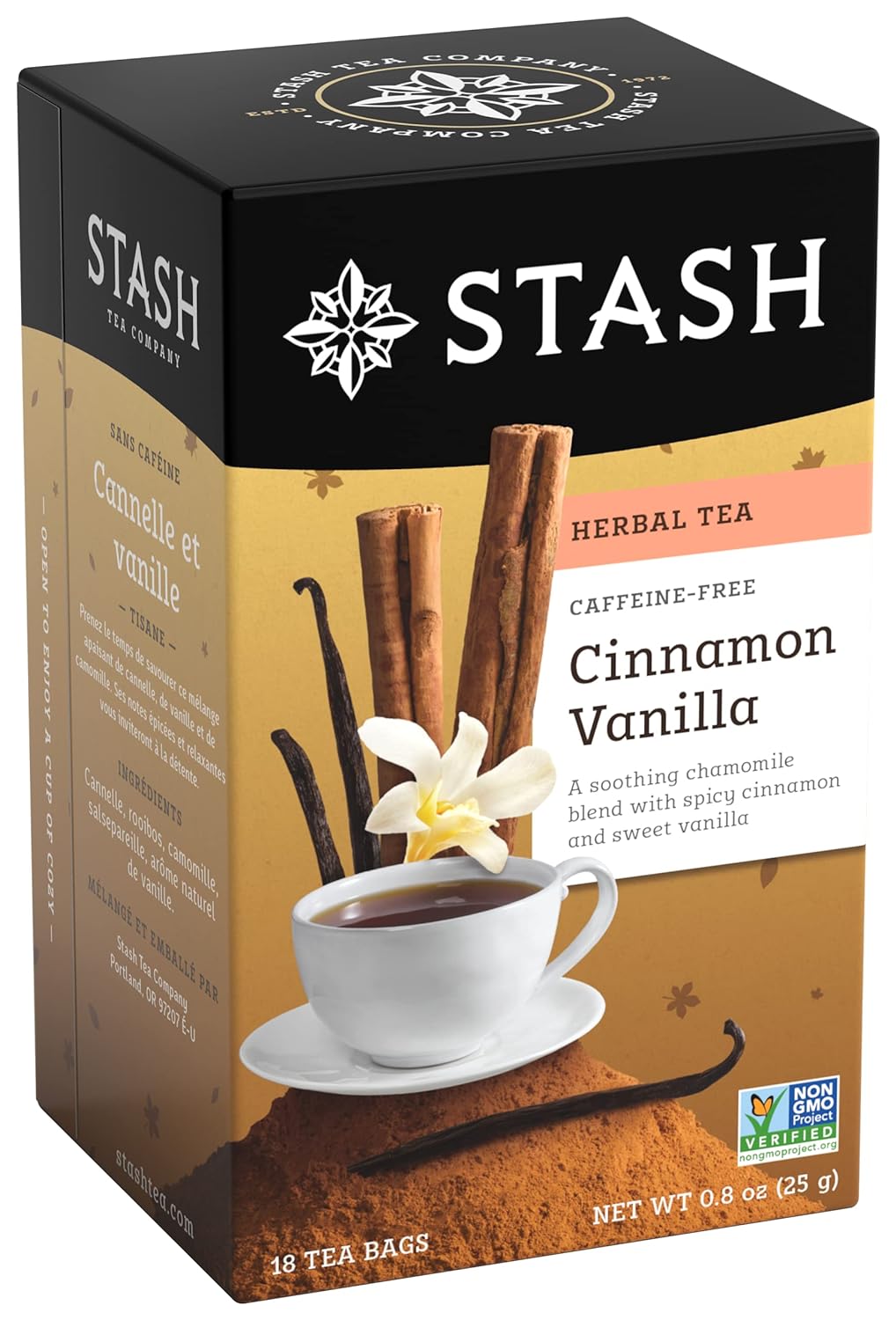 Trà Stash Tea Cinnamon Vanilla - trà hoa cúc quế và vani hộp 18 gói