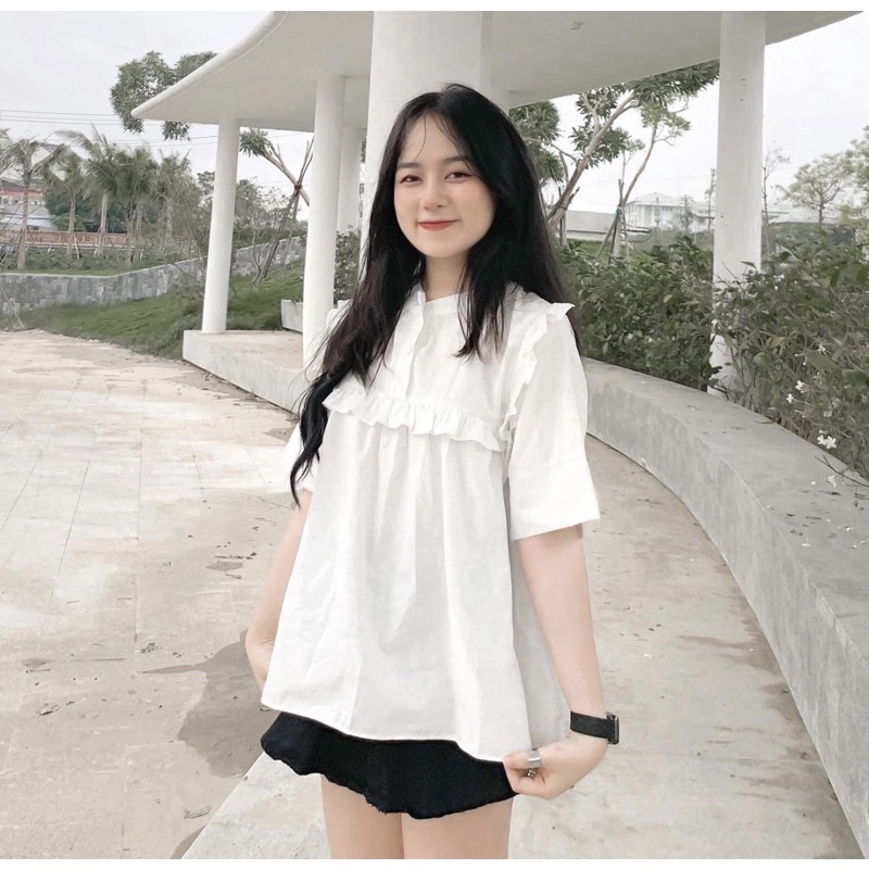 Dob - áo babydoll phối bèo ngực a0920