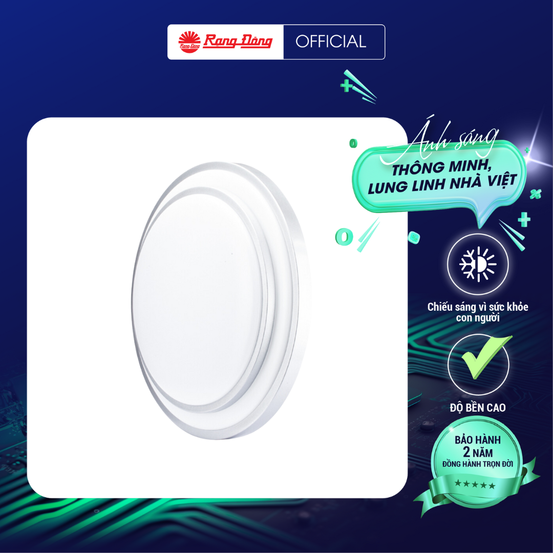Đèn LED Ốp trần Tròn LN16 ĐM 480/40W thông minh đổi màu Chính hãng Rạng Đông Siêu tiết kiệm điện Dễ dàng lắp đặt Cho ánh sáng đẹp
