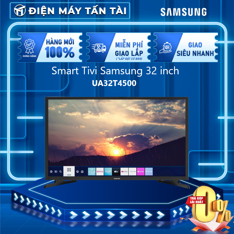 Smart Tivi Samsung 32 inch UA32T4500 Mới 2020 Hệ điều hành Tizen OS Điều khiển tivi bằng điện thoại:Bằng ứng dụng SmartThings