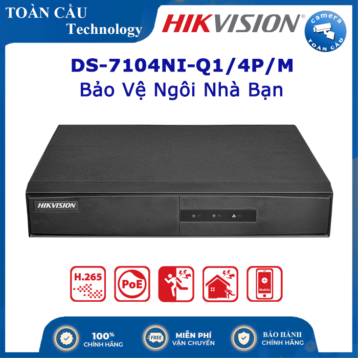 Đầu ghi ip 4 kênh hikvision ds-7104ni-q1/4p/m h.265+ - camera toàn cầu