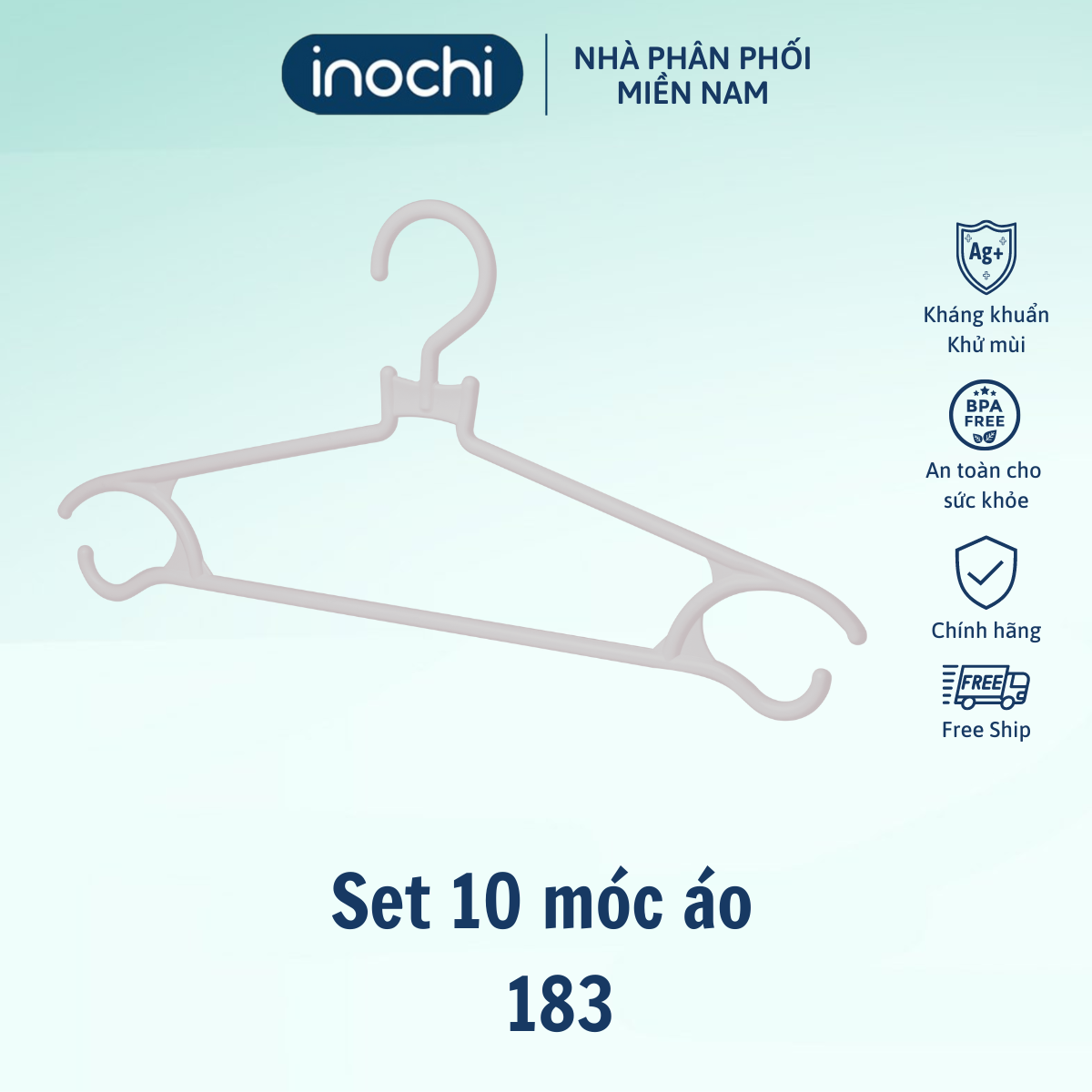 [SET10CAI] Móc phơi quần áo người lớn 183 - móc phơi đồ - móc phơi áo - móc treo quần áo - móc treo đồ - móc quần áo - móc áo - móc quần áo người lớn - móc chống trượt - móc lớn - móc nhựa inochi cao cấp nhật bản