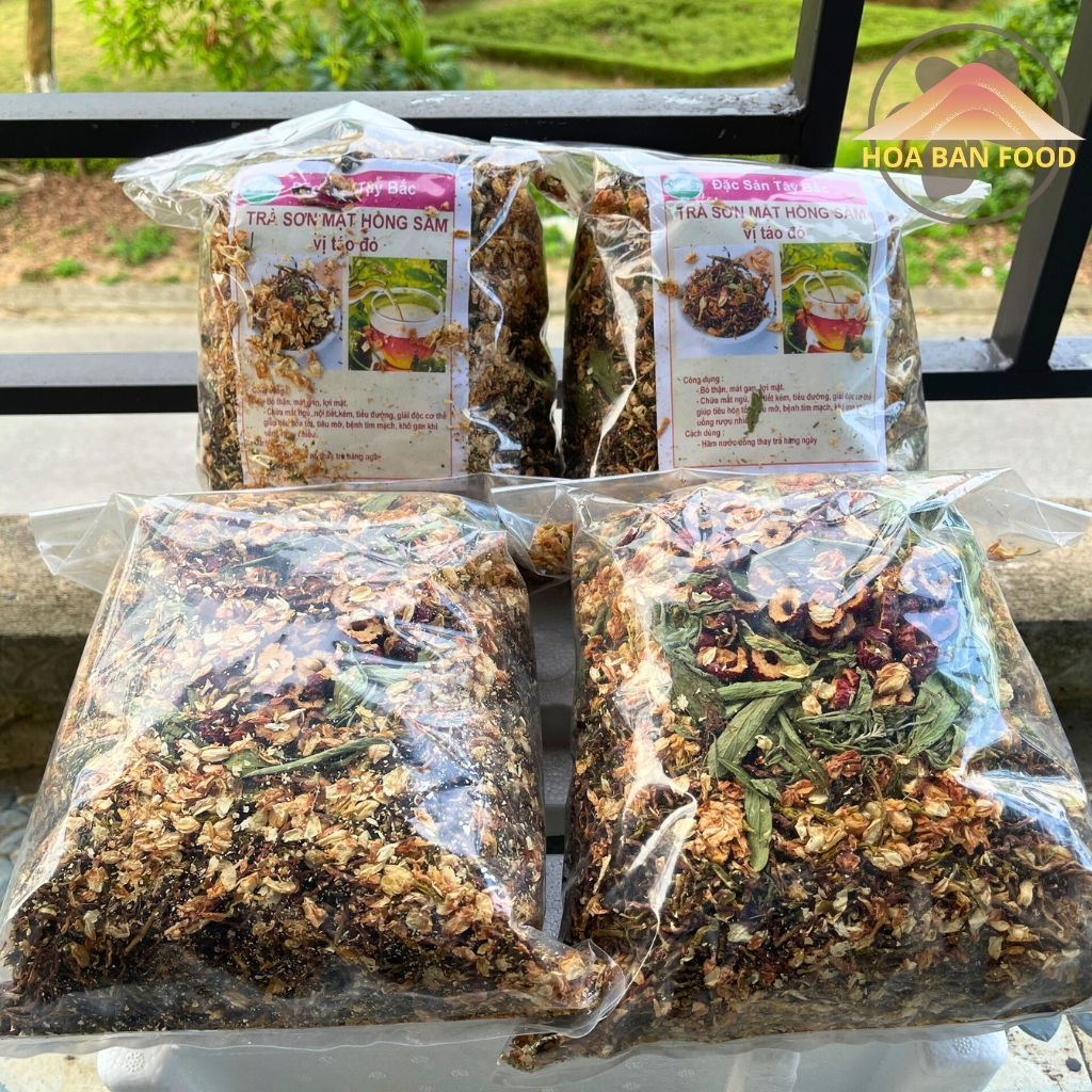  Trà sơn mật hồng sâm táo đỏ sapa loại 1 1kg. Trà sâm mật sam hồng mix hoa nhài cỏ ngọt hoa táo đỏ thái lát thượng hạng 