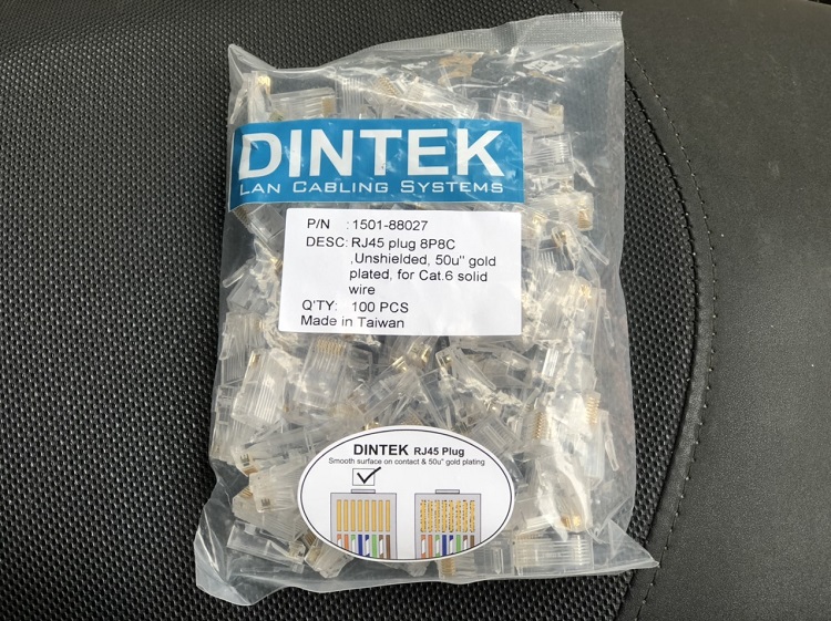 Hạt mạng DINTEK đài loan CAT5E, CAT6, CAT6 xuyên thấu- hàng chính hãng