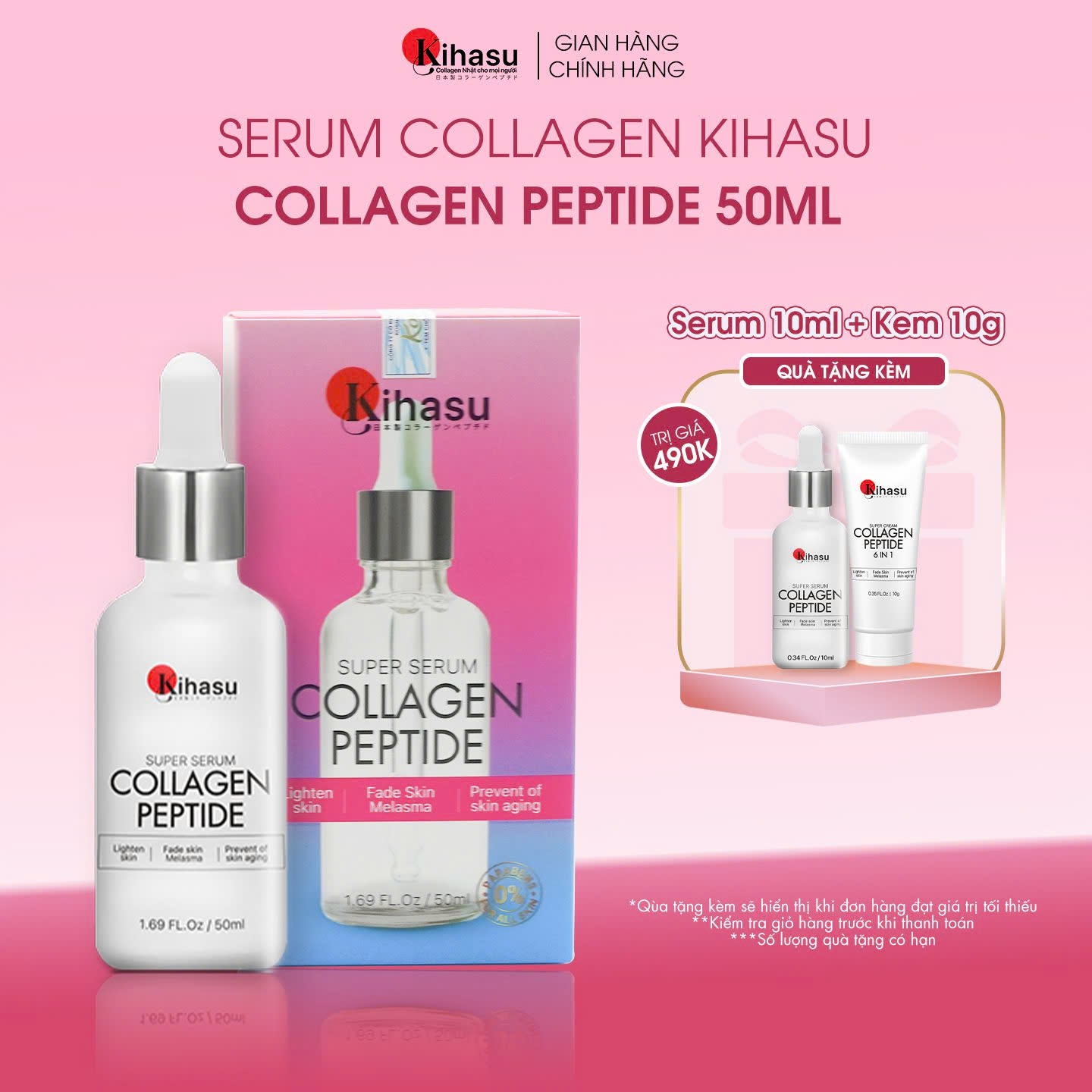 Serum Collagen KIHASU Dưỡng Trắng Sáng Da, Làm Mờ Vết Sạm, Tàn Nhang, Trẻ Hóa Làn Da, Hiệu Quả Sau 8 Tuần Sử Dụng