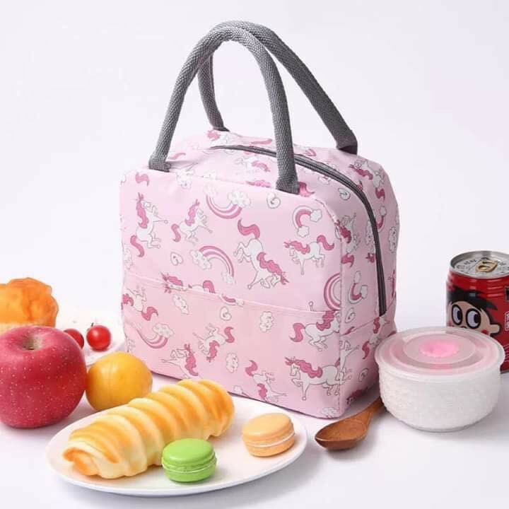 Túi giữ nhiệt đa năng lót bạc đựng hộp cơm văn phòng 2 ngăn in hình siêu tiện lợi - Được chọn mẫu