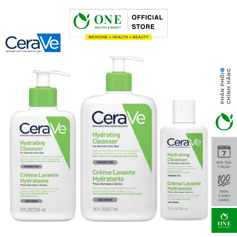 Sữa rửa mặt CeraVe dành cho da thường và da khô CeraVe Foaming Facial Cleanser 473ml, 263ml, 88ml