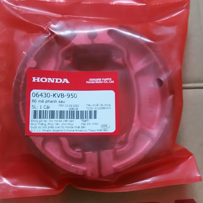 Bộ má phanh sau xe ga Honda Air Blade, Honda Lead, Honda Shmode, Honda PCX, Honda Vision, honda Click 06430KVB950 chính hãng