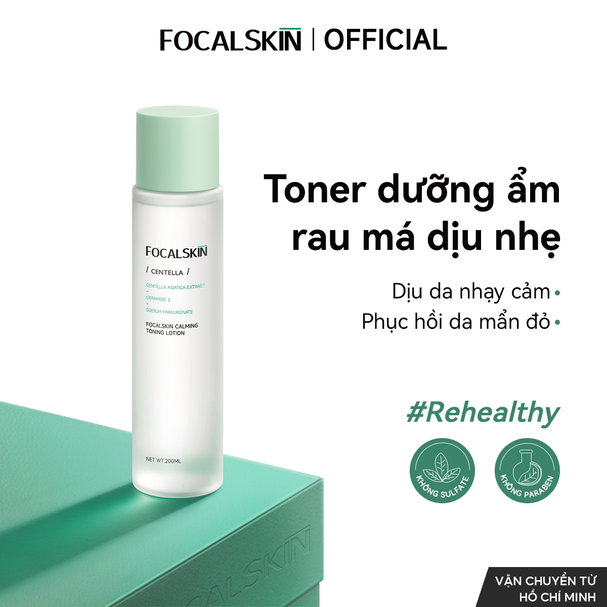  FOCALSKIN Toner Nước Hoa Hồng RAU MÁ Đảo Nam Hàn Quốc Dưỡng Da Hiệu Quả 200ml 