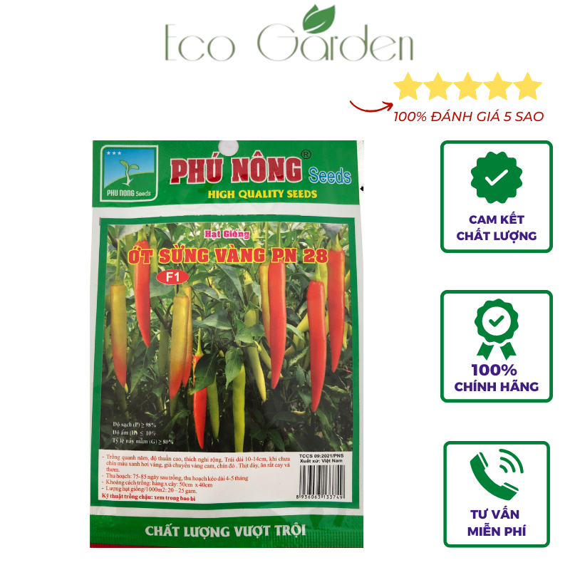 Hạt Giống Ớt Sừng Vàng PN-28 Phú Nông - 0.1g