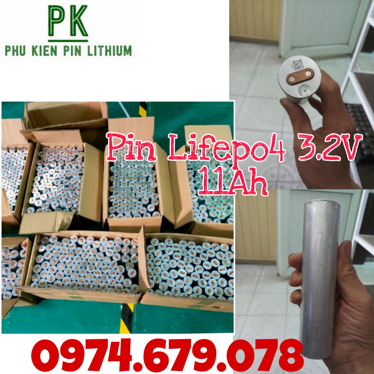 Pin Lifepo4 - pin sắt cell 3.2V11Ah (mới)