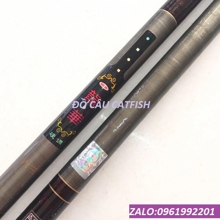Cần câu tay carbon gw lóng dài cán keo nắp gỗ-cần câu tay gw