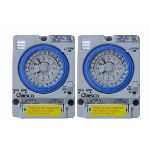 Bộ 2 Công tắc hẹn giờ cơ công suất lớn 15A Timer 24H Camsco TB35-N