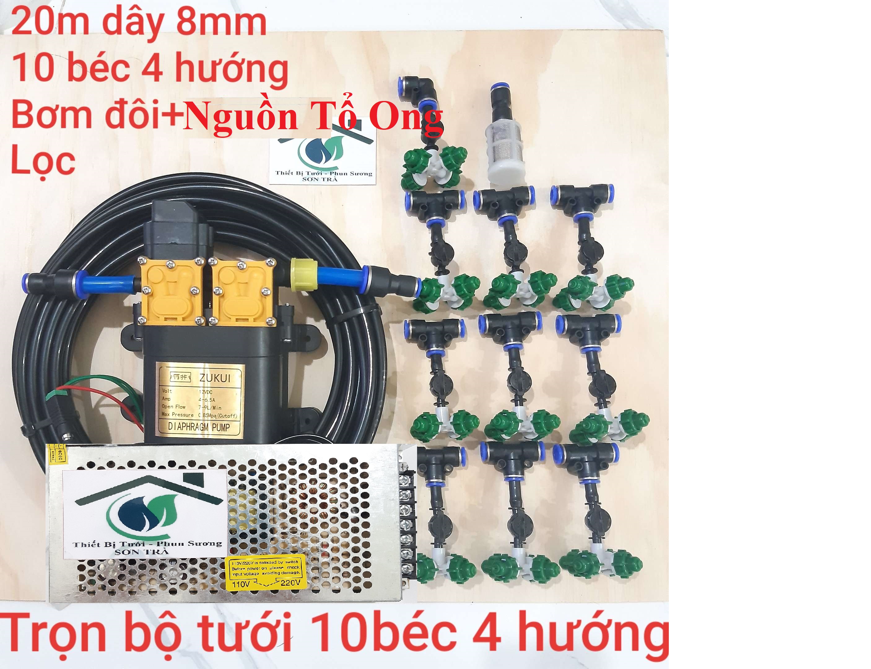 [HCM]Trọn bộ tưới vườn lan hoặc rau – 10 béc phun sương 4 hướng
