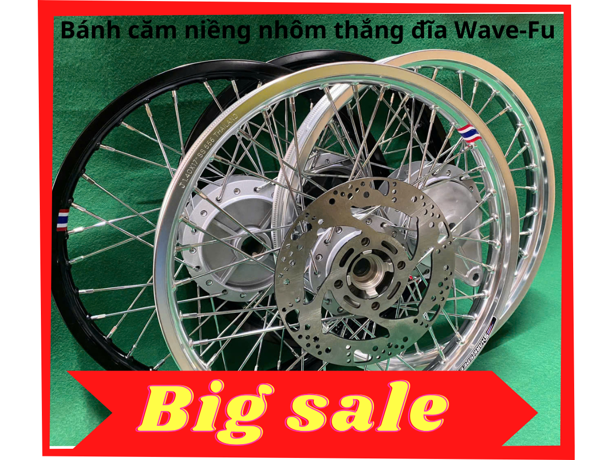  Bánh căm Crom niềng nhôm Shark Thái bản nhỏ dành cho xe Wave - Future thắng đĩa đời mới 