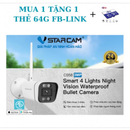 Camera IP Wifi STARCAM CS58-3MP Chính hãng - Tặng Thẻ Nhớ 64G. Bảo Hành Chính Hãng 12 Tháng