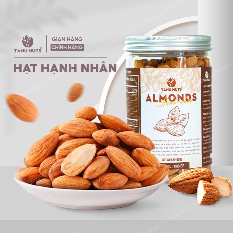 Hạt hạnh nhân sấy TANU NUTS hạnh nhân Mỹ hạt dinh dưỡng cho bà bầu, bé.