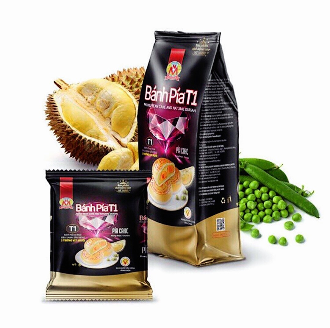 550g Bánh Pía T1 Đậu Xanh Sầu Riêng, 1 BÁNH có 2TRỨNG MUỐI, CHẤT XƠ TỐT lợi TIÊU HÓA giảm CHOLESTEROL xấu